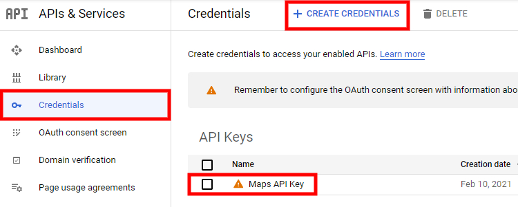 Example of how to create an API Key.