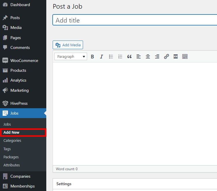 Back-end listing submission form.