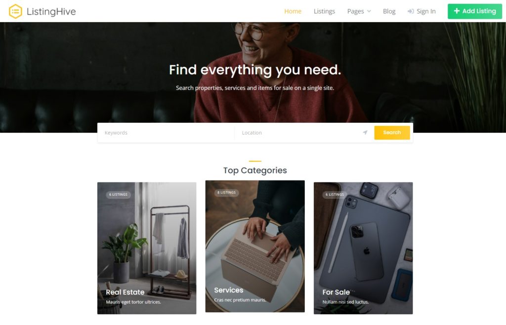 ListingHive - a free car dealer WordPress theme.