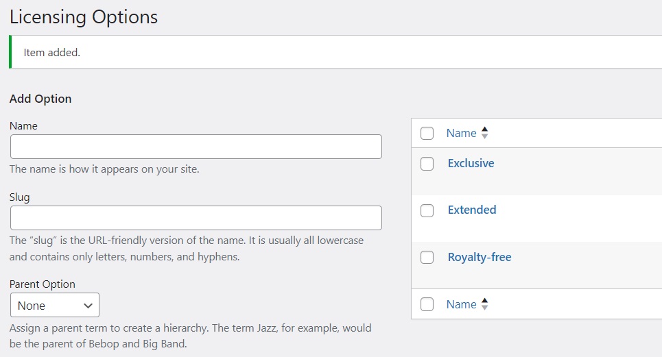 Adding options to custom search filters.