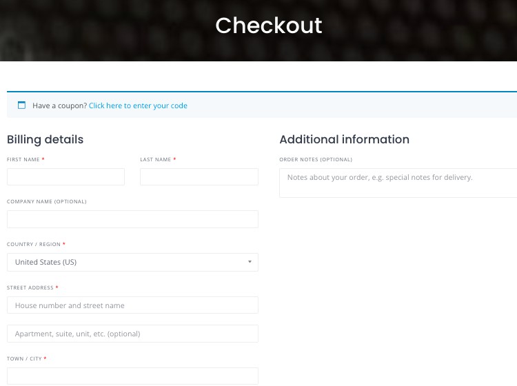 A sample of a checkout page.