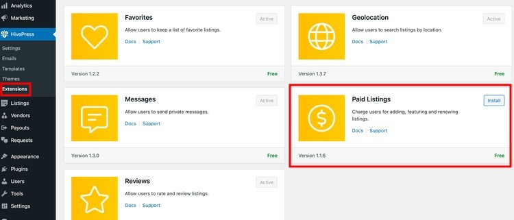 HivePress extensions.