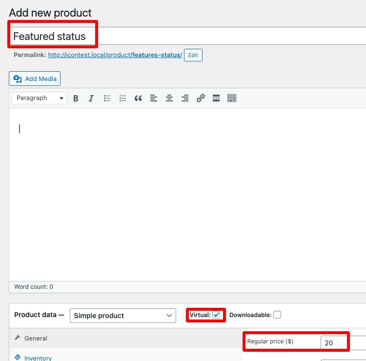 Adding a new WooCommerce product.