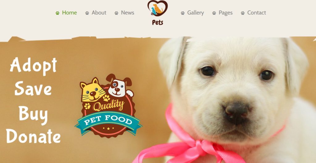 Pet World WordPress theme.