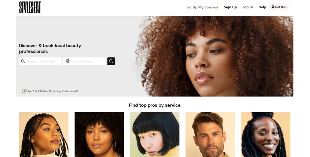 Example of a salon directory website.