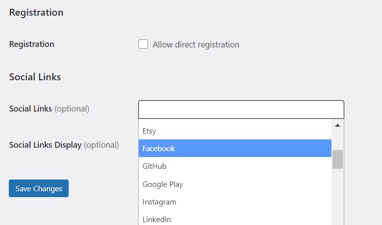 Setting up social links.