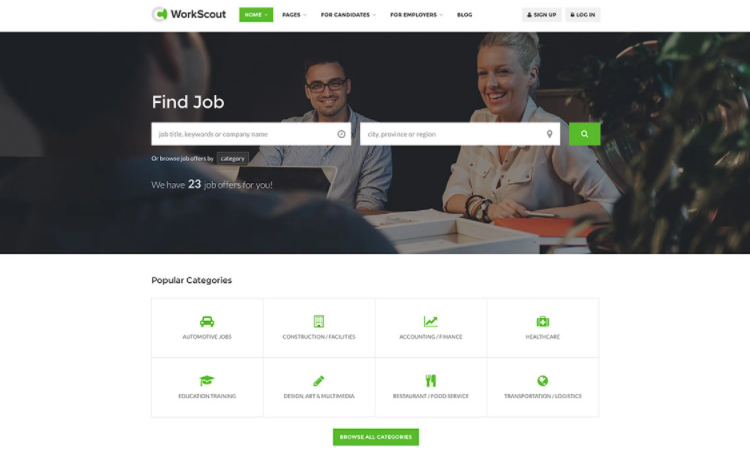 WorkScout, a job board WordPress theme.