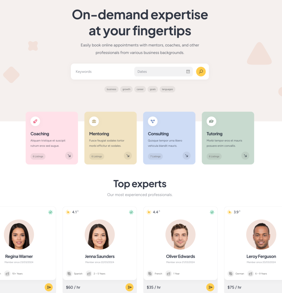 A WordPress appointment booking website.