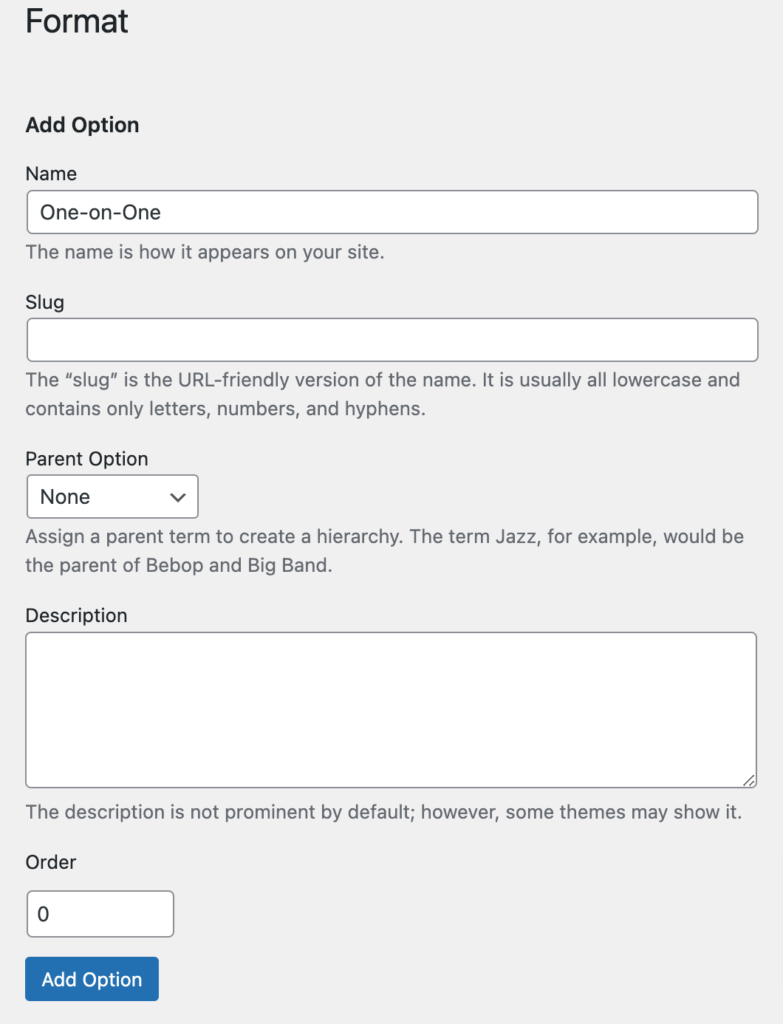 Adding search filter options.
