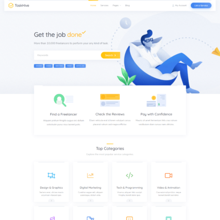 Service marketplace theme front page