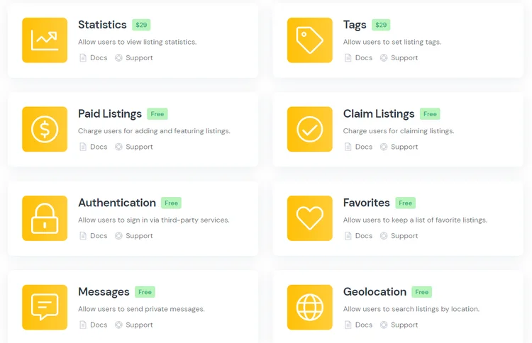 The list of the available HivePress add-ons.