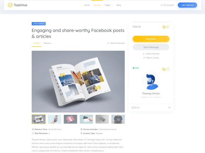 Service marketplace theme listing page
